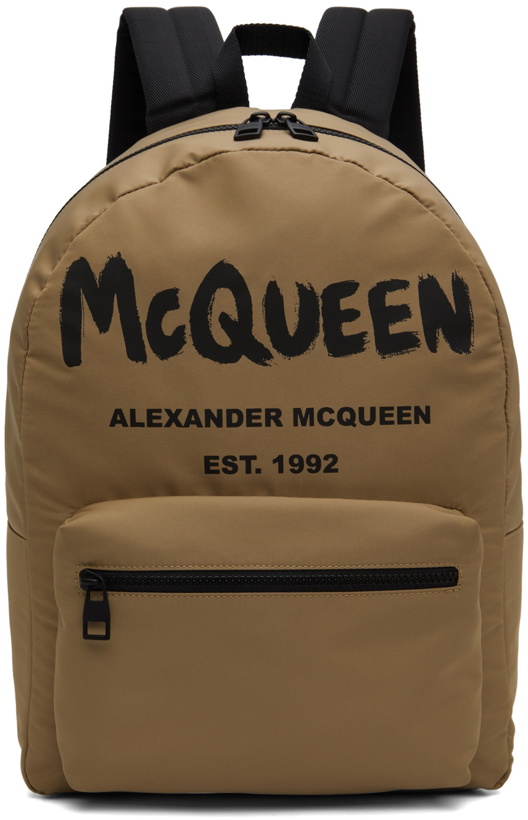 Photo: Alexander McQueen Beige Graffiti Metropolitan Backpack