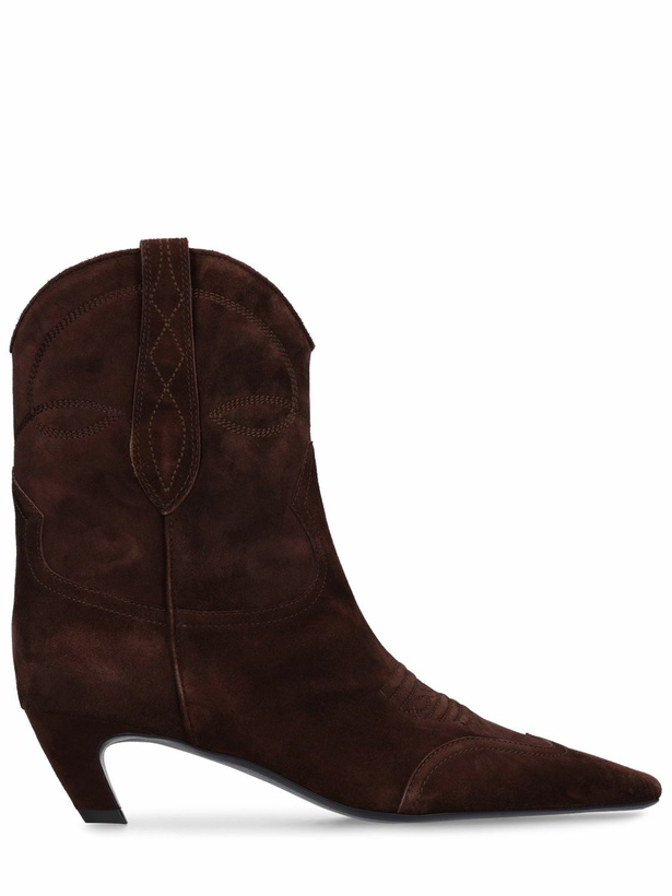 Photo: KHAITE 45mm Dallas Suede Ankle Boots