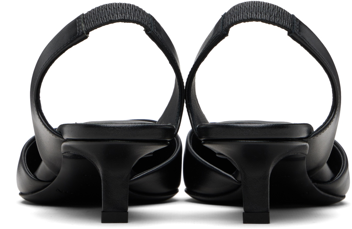 Loulou de Saison Black Betsy Calf Leather Slingback Heels