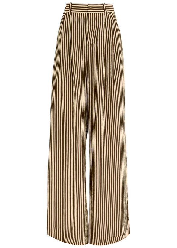 Photo: Petar Petrov Striped Wide-leg Seersucker Silk Trousers Brown