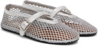 ALAÏA Silver Fishnet Ballerina Flats