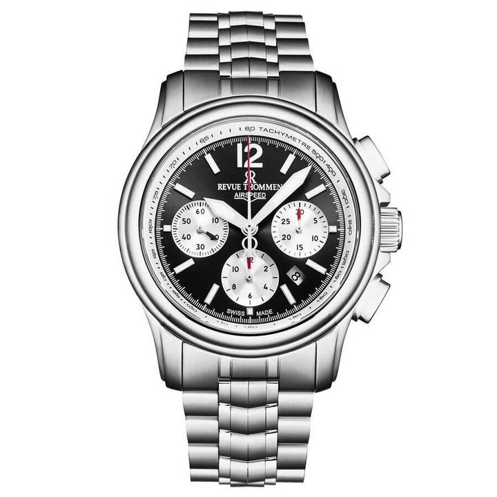 Photo: Revue Thommen Air Speed Chronograph Automatic Black Dial Mens Watch 16041.6437