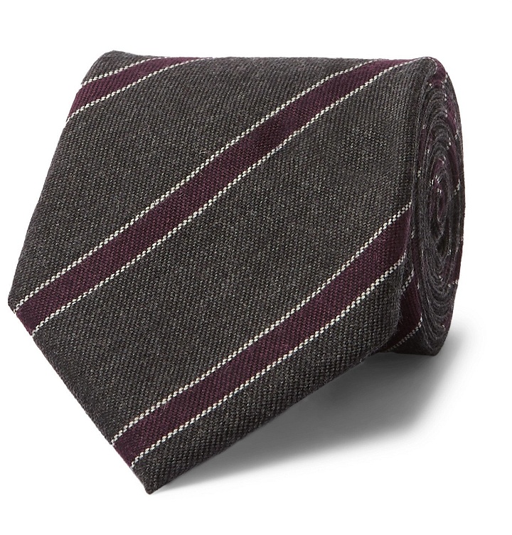 Photo: Bigi - 9cm Striped Cashmere-Jacquard Tie - Gray