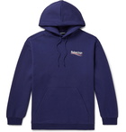 Balenciaga - Logo-Print Loopback Cotton-Jersey Hoodie - Blue