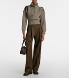 Burberry Cropped leather-trimmed wool-blend sweater