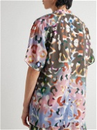 Lost Daze - Rainbow Radial Camp-Collar Printed Satin Shirt - Multi