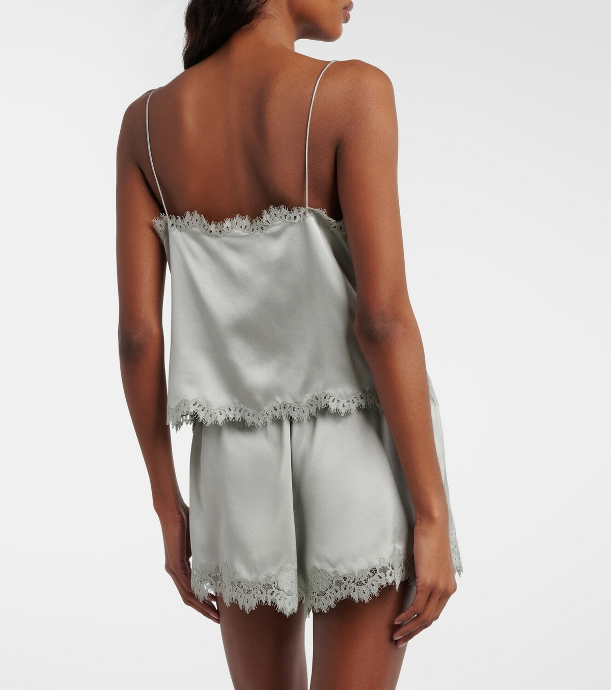 Dôen Iona lace-trimmed silk shorts