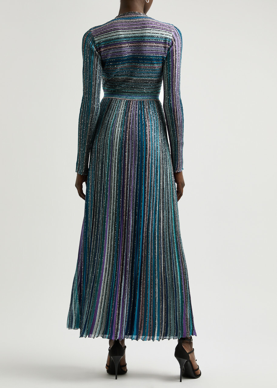 Missoni Striped Embellished Metallic-knit Maxi Dress Multicoloured