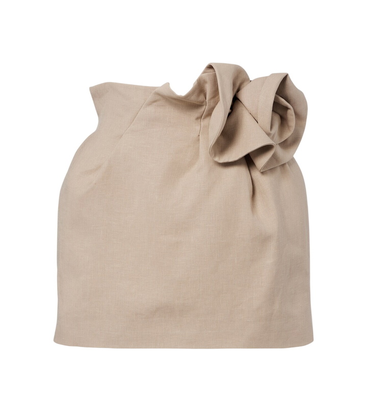 Photo: Magda Butrym Floral-appliqué linen miniskirt