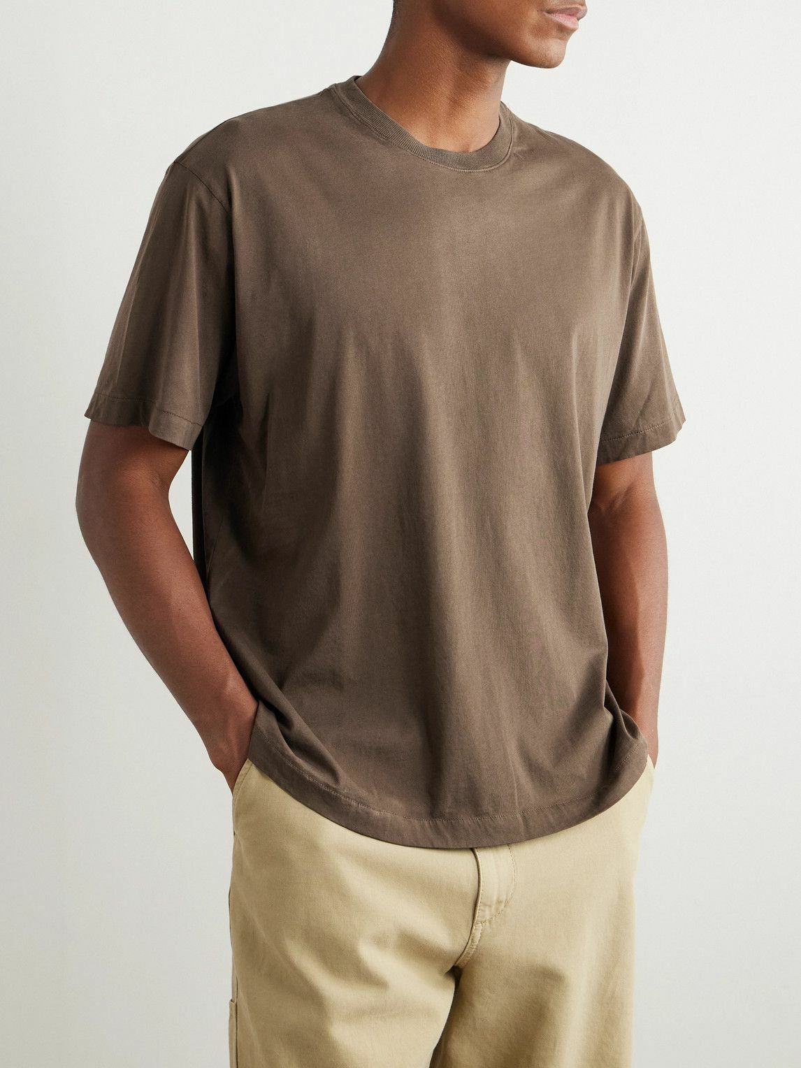 SSAM - Charlie Organic Cotton-Jersey T-Shirt - Brown