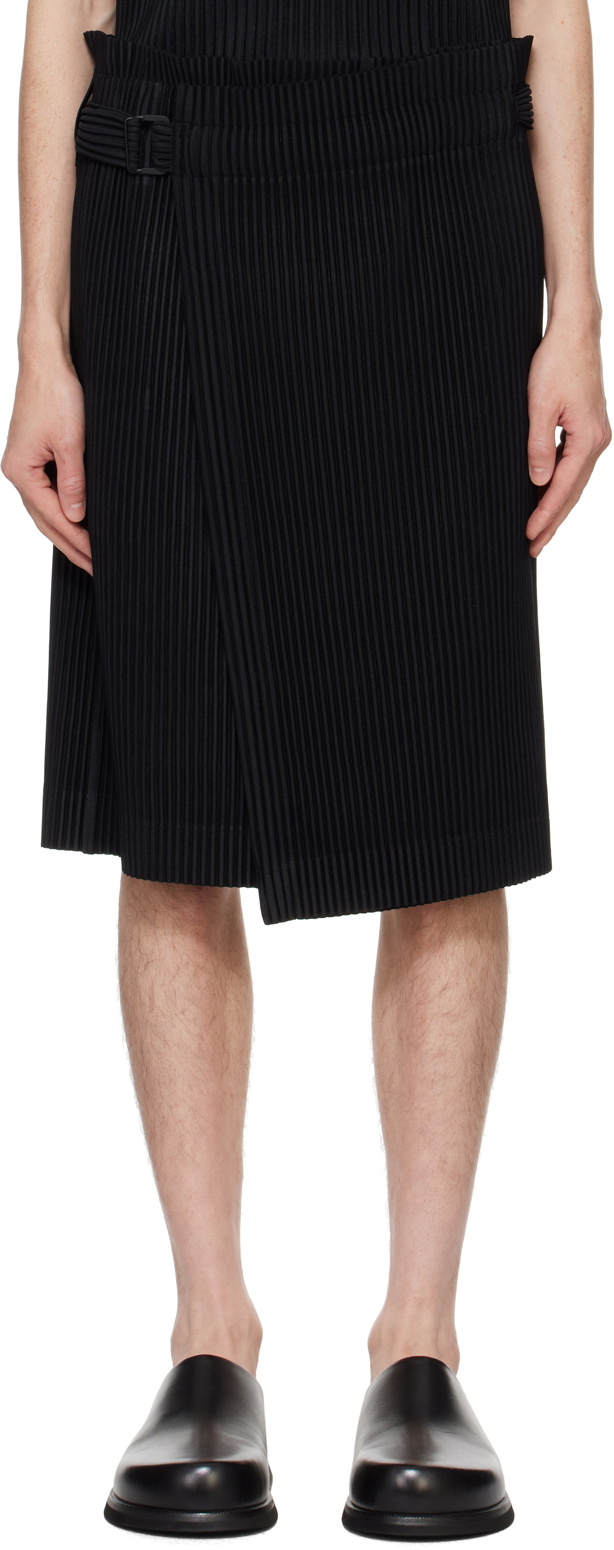 Homme plissé bottoms 2 pleats skirt HOMME PLISSÉ ISSEY MIYAKE Black Pleats Bottoms 2 Midi Skirt