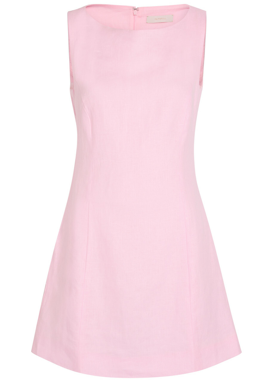 Faithfull The Brand Lydie Linen Mini Dress Pink