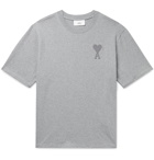 AMI PARIS - Logo-Embroidered Cotton-Jersey T-Shirt - Gray