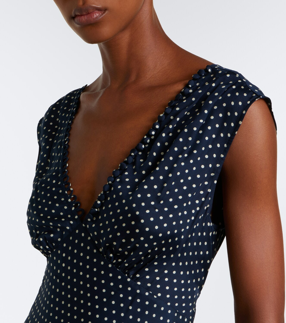 Dôen Tahlia polka dot silk-blend midi dress