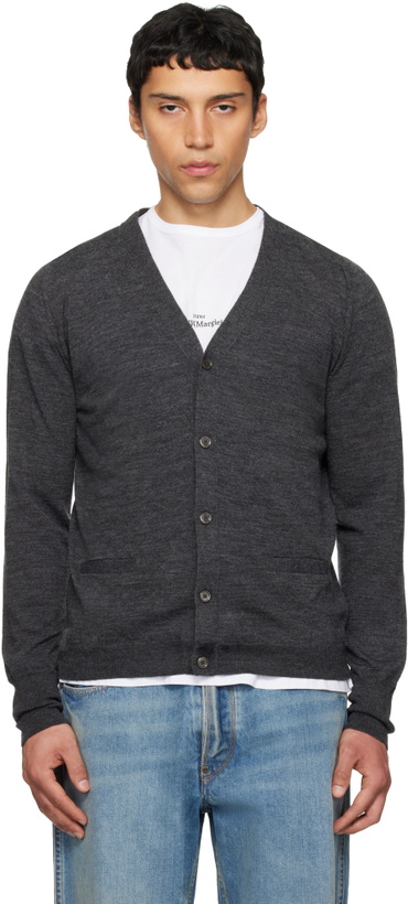 Photo: Maison Margiela Gray Wool-Blend V-Neck Cardigan