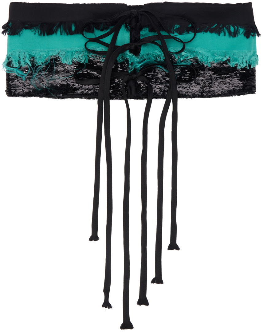 Edward Cuming Black & Green Madame Cummerbund Belt Edward Cuming