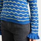 Damson Madder Women's Silvia Cotton Merino Blend Polo Jumper in Blue