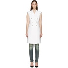 Pierre Balmain White Long Double-Breasted Vest