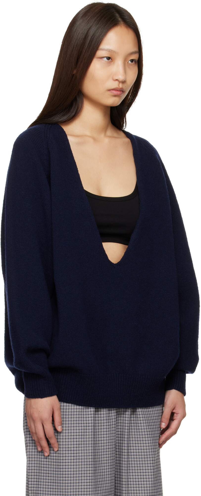 Baserange Navy Soar V-Neck Sweater