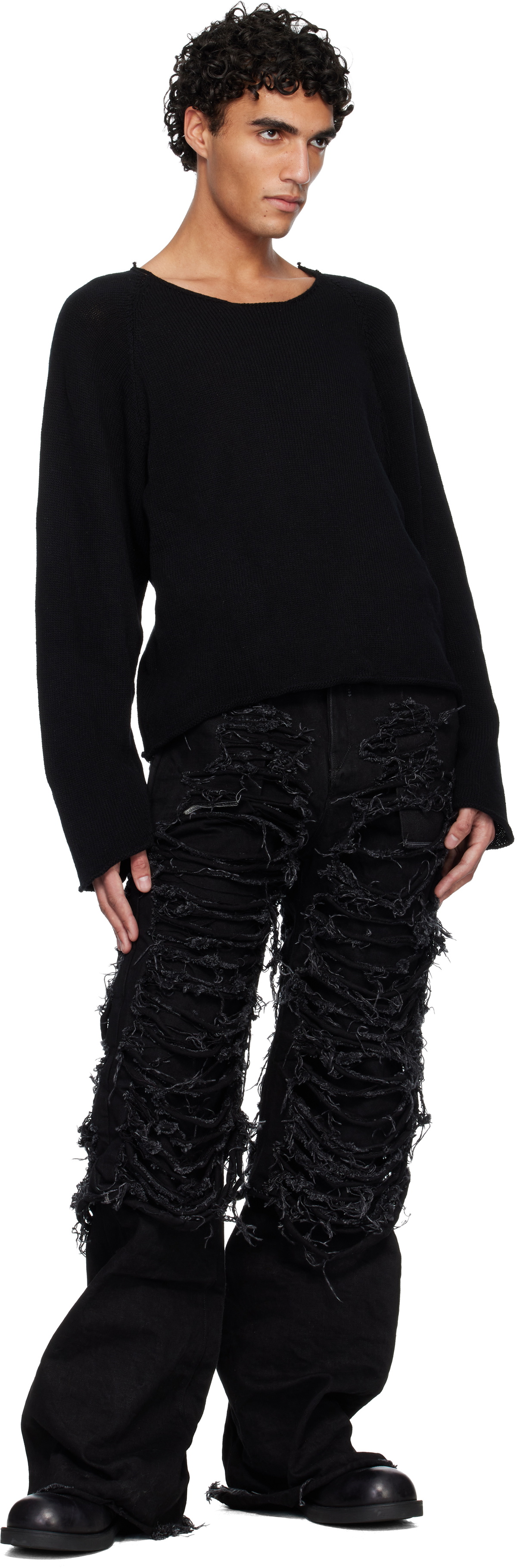 Swampgod Black Hand Knit Basic Sweater