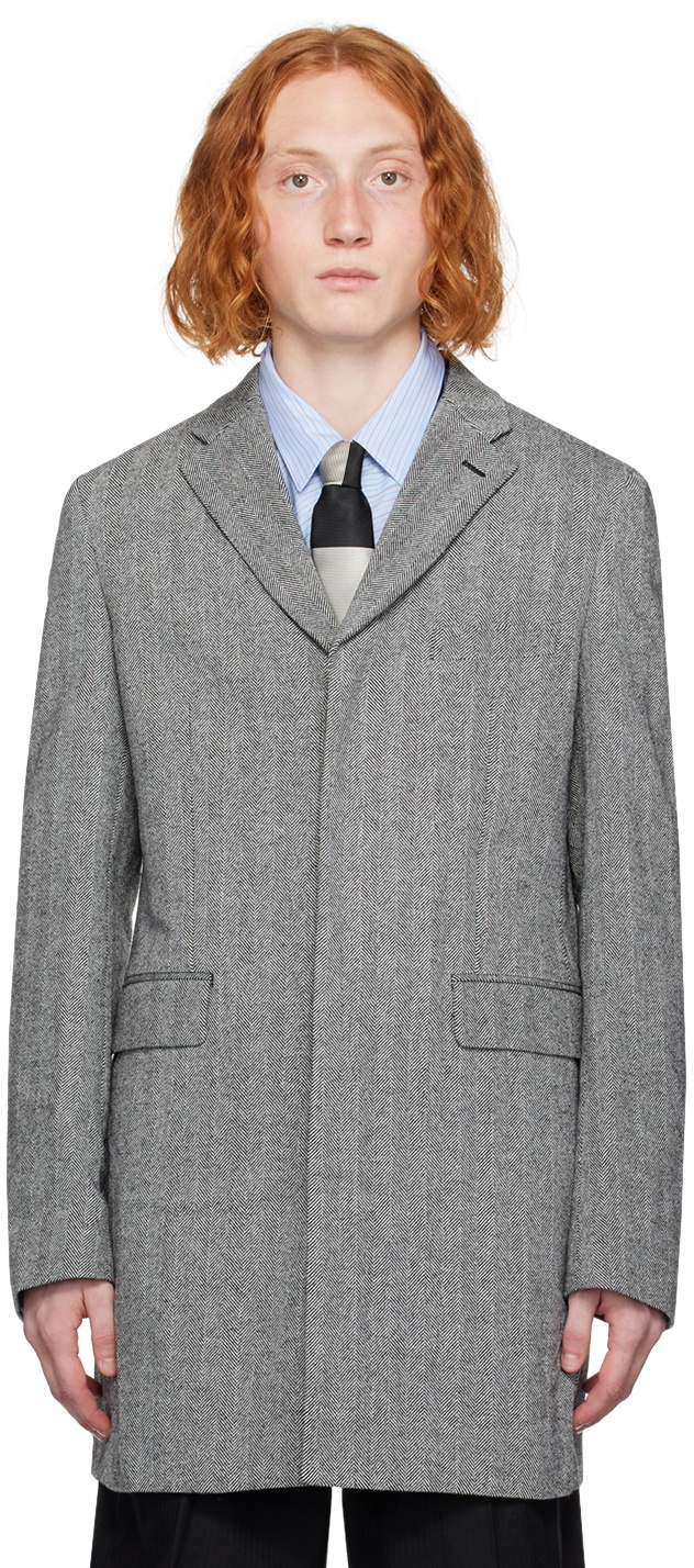 Comme des Garçons Homme Deux Black & White Three-Button Coat