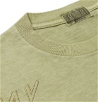 Cav Empt - Logo-Embroidered Acid-Washed Cotton-Jersey T-Shirt - Sage green