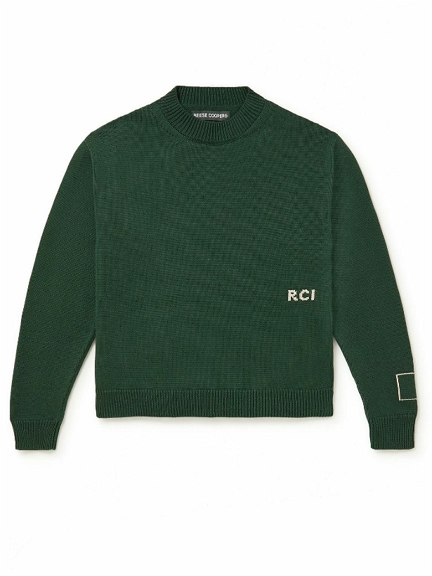 Photo: Reese Cooper® - Logo-Intarsia Cotton Sweater - Green