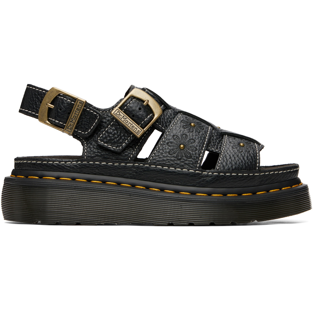 Dr. Martens Black Wrenlie Grizzly Fisherman Platform Sandals