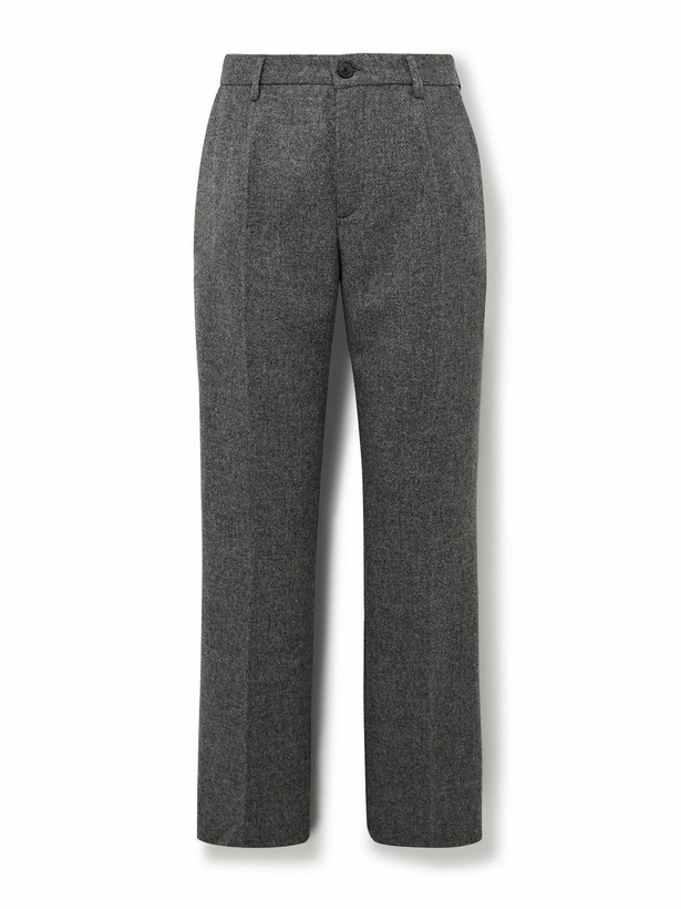 Photo: Portuguese Flannel - Straight-Leg Pleated Wool Suit Trousers - Gray