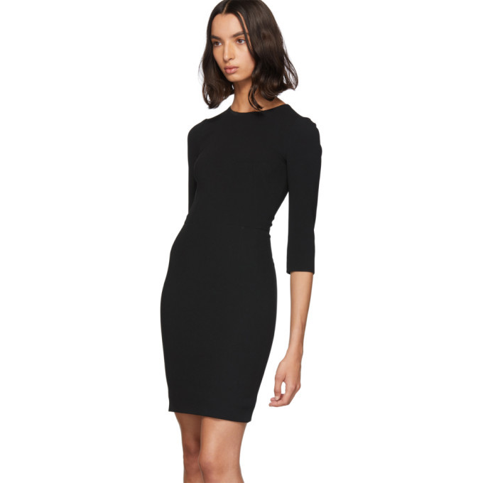black three quarter sleeve mini dress Drawstring One Shoulder Three-Quarter Sleeve Mini Dress Black / S