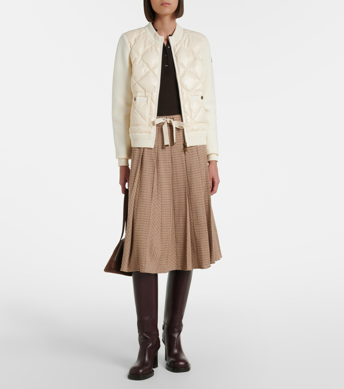 Moncler Down-paneled cotton cardigan