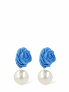 MAGDA BUTRYM - Rose & Faux Pearl Pendant Earrings