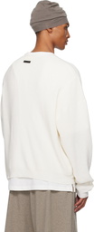 Fear of God ESSENTIALS White Waffle Long Sleeve Crewneck Sweatshirt