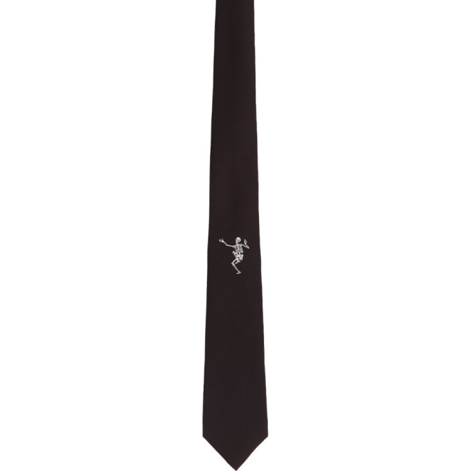 Alexander McQueen Black and Silver CR Place Dancing Tie Alexander McQueen