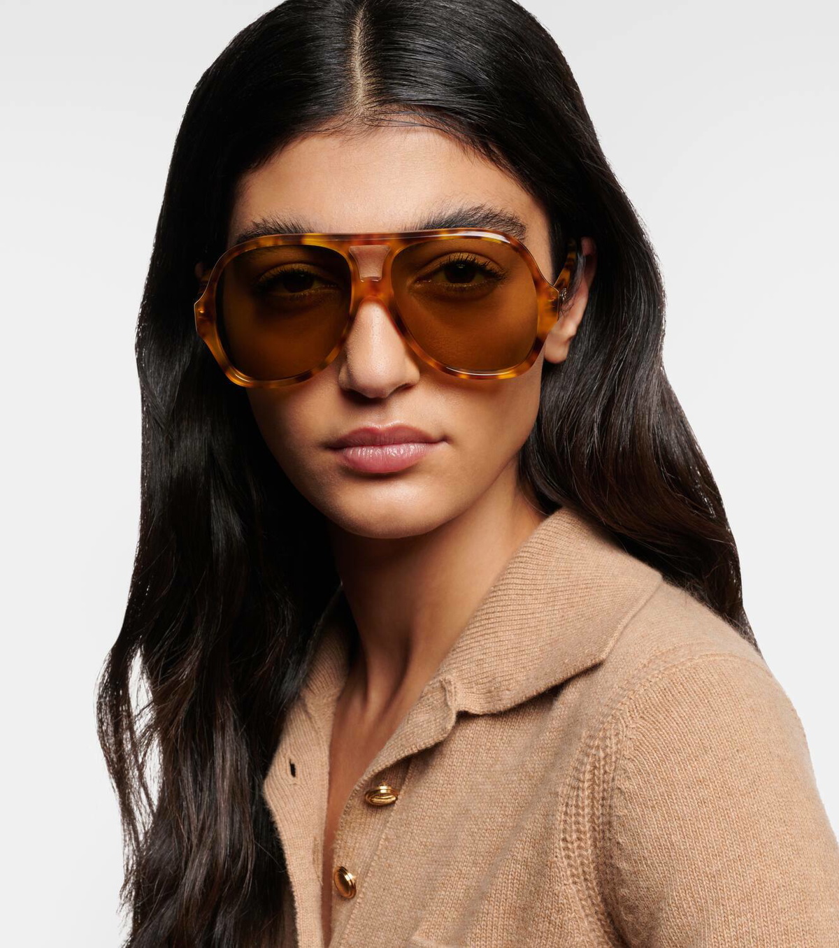 サングラス CHLOE Woman Sunglasses Yellow Gold CH0281S 002 CH0281S Chloé Panthos Sunglasses 002 Gold - eye-oo.com