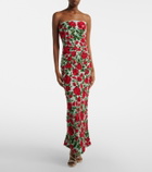 Là Fuori Crimson Rose sequined gown