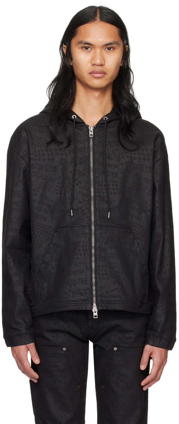 Ksubi Black Zip Denim Hoodie Ksubi