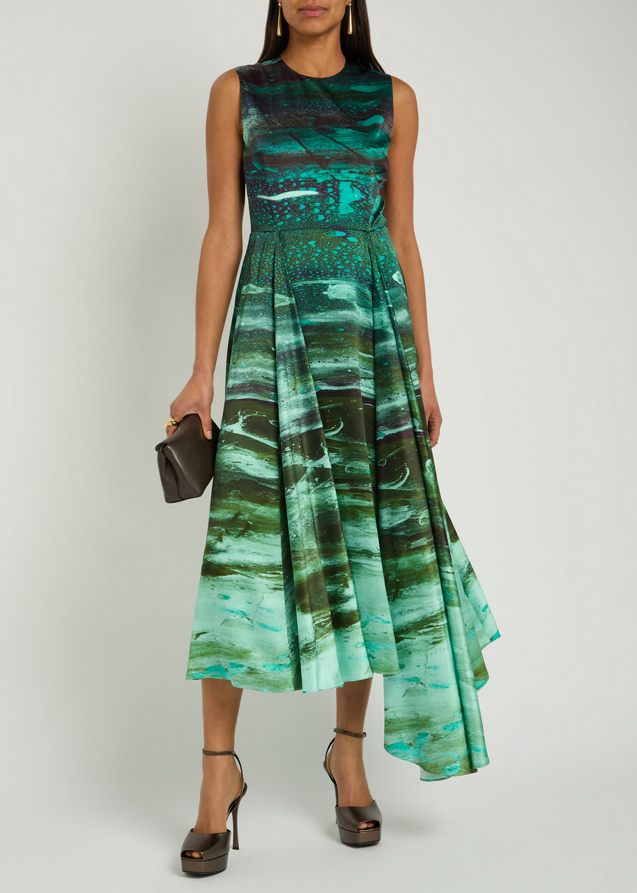 Roksanda Tera Printed Silk Midi Dress Multicoloured 1