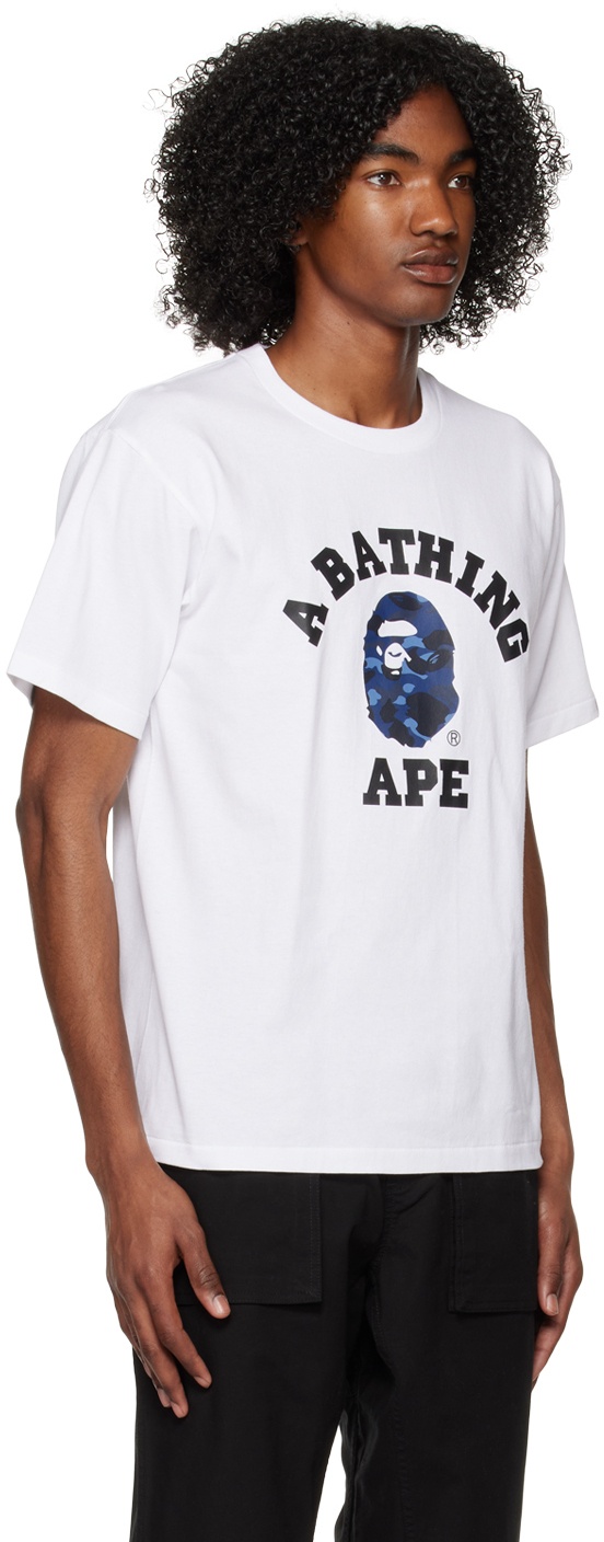 BAPE White & Navy Camo College T-Shirt A Bathing Ape
