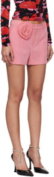 Blumarine Pink Fluid Gabardine Rose Shorts