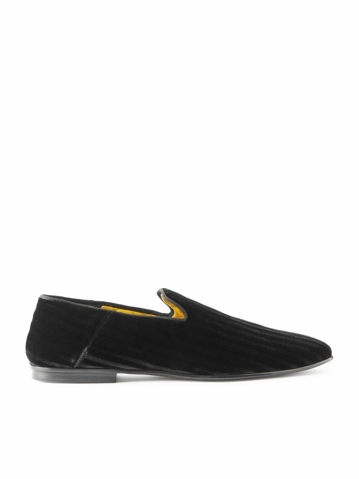 TOM FORD - Striped Velvet Slippers - Black