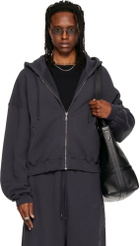 LU'U DAN Gray Washed Zip Hoodie