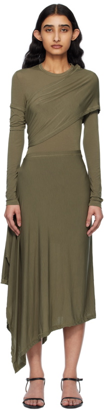 Helmut Lang SSENSE Exclusive Green Silk Slip Dress Helmut Lang