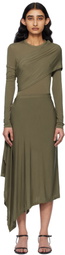 Helmut Lang Khaki Protection Midi Dress
