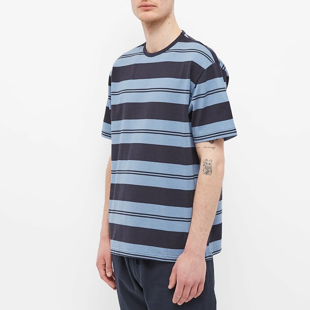 Arpenteur Men s Match Rugby Stripe T Shirt in Midnight Blue Sax