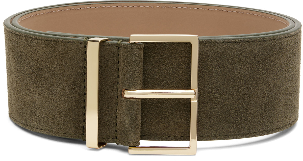 The Frankie Shop Khaki Evro Suede Leather Belt