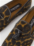 TOM FORD - Leopard-Print Calf Hair Tasselled Loafers - Brown