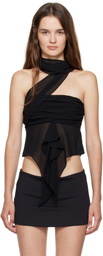 GUIZIO Black Chiffon Wrap Around Top