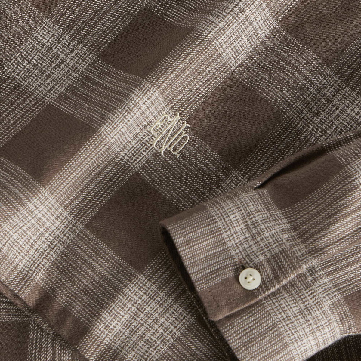 END. Men's Border Shirt in Dark Sand Check