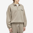 Fear of God ESSENTIALS Men's Core Logo Fleece Polo Sweatshirt in Heather Grey